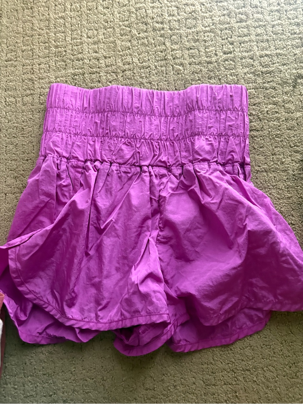 Free People Smocked Waist Athletic Shorts in Bright Purple